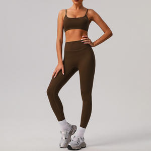 Ensemble de sport 2 pièces de haute qualité : soutien-gorge et leggings pour yoga et course à pied, taille élastique, grandes tailles - Product Image 6