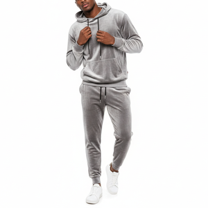 Conjunto Deportivo para Hombre 2026 de Alta Calidad, Sudadera con Capucha y Pantalones de Felpa de Algodón de Peso Medio, Estampado Personalizado, Color Gris - Product Image 1