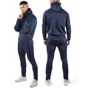 Nouvel ensemble de survêtement slim fit zippé pour homme 100 % coton noir uni – Survêtements de jogging pas chers pour homme - Product Image 5