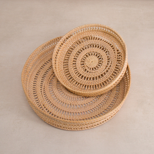 Sustainable Natural Rattan <b>Tray</b> Handmade Woven <b>Round</b> <b>Serving</b> <b>Tray</b> Rustic Table Decor Kitchen Organizer Wholesale Bulk Restaurant - Product Image 1