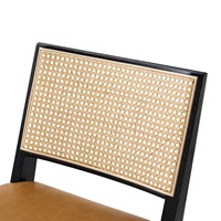 Fauteuil en teck indonésien minimaliste moderne avec assise et dossier en rotin tressé à la main, mobilier de maison éco-responsable de style mid-century modern