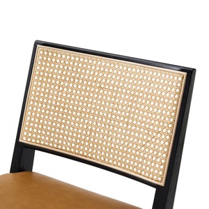 Sillón Moderno Minimalista de Madera de Teca con Asiento y Respaldo de Ratán Tejido a Mano, Silla de Comedor de Cuero Ecológico de Estilo Moderno de Mediados de Siglo - Product Image 6