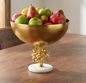 Bol décoratif en métal doré de luxe, artisanal, pièce maîtresse pour une table à manger élégante, salon, cuisine et décoration intérieure - Product Image 6