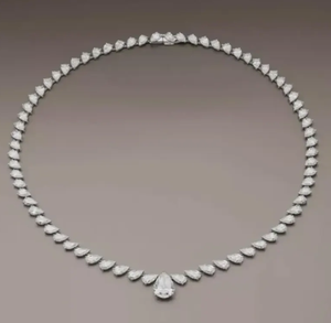 Luxury Pear Cut Moissanite Tennis Necklace Iced Out Drop Pendant Hip Hop <b>Jewellery</b> Elegant Bridal Gift - Product Image 3