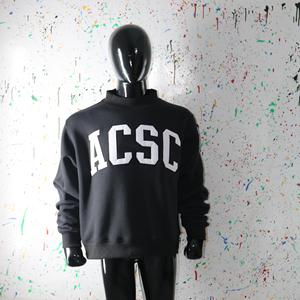 BLACK <b>Mock</b> <b>Neck</b> Sweatshirt 100% Cotton WHITE Applique Embroidery wide <b>neck</b> Sweatshirt Finer Threads - Product Image 2