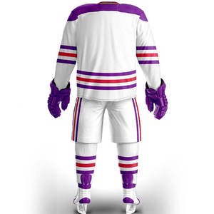 Ensemble de maillot de hockey sur glace pour hommes, blanc, bleu, vert, rayé, manches longues, sublimé, respirant, en maille, vêtements de sport d'hiver - Product Image 4