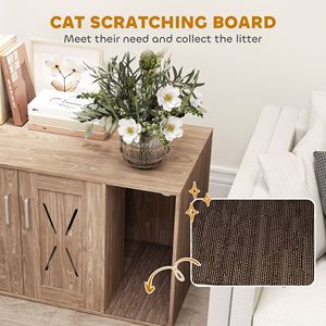 Grande Recinto per Gatti Marrone Noce con Tiragraffi e Bagno Igienico in PC Facile da Pulire - Product Image 6