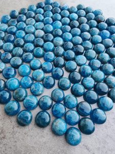 Apatita neón redonda, cabujón con base plana, calidad A+, piedra preciosa suelta calibrada para la fabricación de joyas - Product Image 5