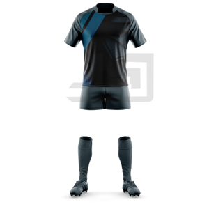 Tenue de rugby professionnelle imprimée, maillot et short anti-humidité, confort athlétique pour la compétition de ligue, 100 % polyester - Product Image 1