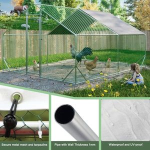 Gallinero Metálico Grande para Exteriores de 10 x 13 pies con Cubierta Impermeable de 1 Pieza para Jardín y Patio Trasero, Jaula para Gallinas y Aves de Corral, 1 Unidad - Product Image 4