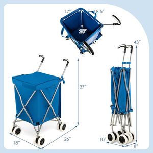 Carrito de Compras Plegable con Bolsa de Lona Extraíble Resistente al Agua - Product Image 4