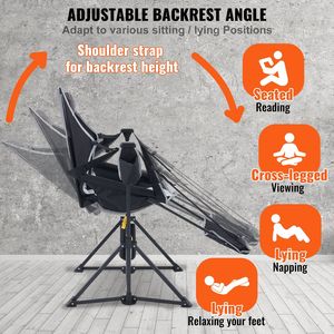 Silla de Camping Reclinable con Capacidad de Carga de 300 Libras, Silla Plegable con Reposacabezas, Reposapiés y Bolsa de Almacenamiento para Acampar al Aire Libre - Product Image 3