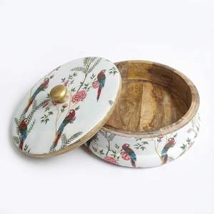 Boîte à chapati/roti en bois multifonctionnelle et légère, écologique, avec couvercle rabattable, fabriquée à la main pour un rangement facile des aliments chauds - Product Image 1