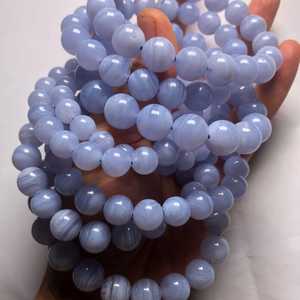 Perles d'agate bleue naturelle, perles de calcédoine bleue, perles de pierres précieuses en vrac pour la création de bijoux, artisanat DIY - Product Image 4