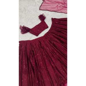 Vestidos de Noche de Diseñador, Elegantes para Fiesta, Lehenga Choli con Intrincado Bordado de Volantes en Malla - Product Image 1