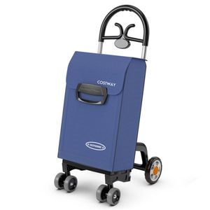 Carrello della spesa pieghevole blu con struttura in acciaio inox e plastica, per uso interno ed esterno, ideale per supermercati - Product Image 2