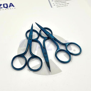 Ciseaux à broder de couleur bleue avec poignée en acier inoxydable de qualité industrielle Outil de coupe à bords lisses dentelés pour papier et tissu - Product Image 2