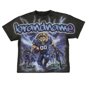 Camiseta Oversize de Algodón con Estampado Gráfico Grande DTG, Lavado Ácido y Pedrería, Estilo Y2K Vintage, de Eyre Sports Wear para Hombre - Product Image 3