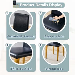 Quattro Comode Sedie da Pranzo in PU Nero con Gambe in Metallo Dorato, Design Versatile ed Elegante per l'Arredamento della Sala da Pranzo - Product Image 5