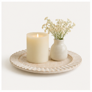 Assiette de présentation ronde en bois artisanale avec bordure rustique cousue, en bois de manguier, pour décoration de mariage et de salle à manger de style campagnard - Product Image 3