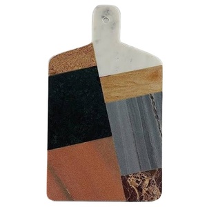 Tabla de cortar de doble cara de madera de acacia con tablas de cortar de cocina de mármol gris blanco, rosa, negro y Kayampura - Product Image 1