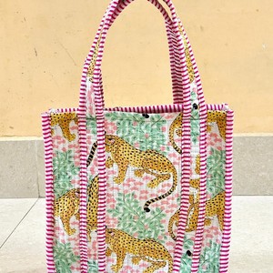 Eco-friendly cotton tote Quilted tote bag Customizable tote bag Handmade tote in India 100% cotton reusable tote - Product Image 6