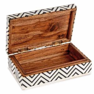 Caja de Almacenamiento de Joyas Decorativa Rectangular con Incrustaciones de Hueso Hecha a Mano, con Organizador - Product Image 2