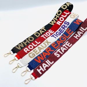 Amazing hand made Football festival <b>Game</b> Day design seed beaded TOUCH DOWN Strap shoulder belt bag Unique Designer strap belt - Product Image 3