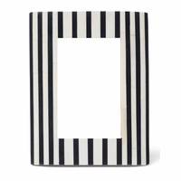Cadre photo de haute qualité fait main avec incrustation d'os à rayures, crème et noir, pour bureau, table ou décoration murale