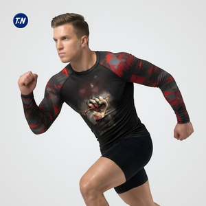 เสื้อรัดกล้ามเนื้อสำหรับผู้ใหญ่ MMA แบบยูนิเซ็กซ์  ป้องกันแบคทีเรีย ป้องกันรังสียูวี  ผ้าโพลีเอสเตอร์/สแปนเด็กซ์ 220 กรัม พิมพ์ลายด้วยความร้อน - Product Image 6