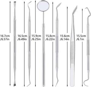 Instrumentos Dentales, Juego de Cuchillos Dentales, Espejo Dental, Pinzas, Sonda Dental, Removedor de Sarro, Hecho de Acero Inoxidable, Set de Cuidado Dental - Product Image 2