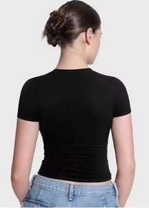 Camiseta Personalizada para Mujer, 100% Algodón, Estilo Baby Tee, Top Corto a la Moda, Camiseta Ajustada para Chicas - Product Image 3