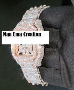 Maa Uma Creation Custom Moissanite <b>Watches</b> Analog Quartz Automatic Roman Numerals Japanese Style Glass Crystal Unisex Elegant - Product Image 4