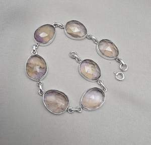 Pulsera de Plata de Ley 925 con Ametrina, Gema Natural Facetada, Diseño Clásico y Sencillo de Lujo para Mujer, Joyería Ajustable - Product Image 1