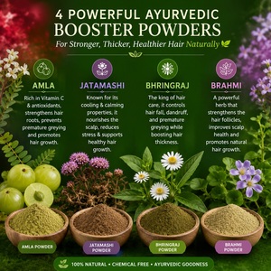 Poudre Bio Naturelle Végane Stimulante de Croissance Capillaire Amla Neem Bhringraj Moringa pour Cheveux Bouclés et Abîmés - Product Image 3