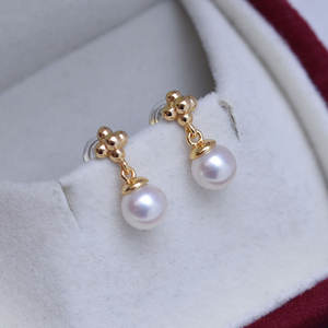 Pendientes de Plata S925 con Perlas Redondas Blancas de Agua Dulce de 6-7 mm, Casi Impecables, con Diamantes, Diseño Simple para Mujer - Product Image 2