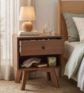 Mid Century Modern Wood Nightstand with Drawer and Open Shelf Retro <b>Bedside</b> Table Cabinet for Bedroom Living Room From Vietnam - Product Image 5