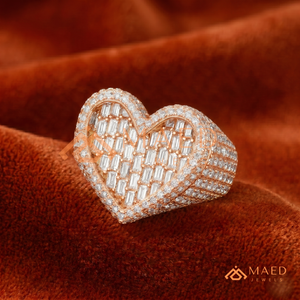 Luxury Rose Gold Heart <b>Ring</b> <b>for</b> <b>Men</b> 18K Rose Gold Plated Iced Out Moissanite Diamond Hip Hop <b>Ring</b> Baguette Cut Large Heart <b>Ring</b> - Product Image 2