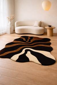 Abstract Novelty Shape Modern Plush Area <b>Rug</b> Hand <b>Tufted</b> Wool Non-Slip Rubber Backing for Bedroom - Product Image 3