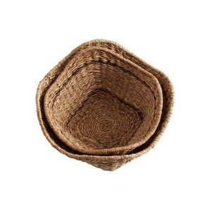 Handmade Rattan Storage Baskets Set Of 2 Bohemian Woven Round Natural Fiber Organizers For Living Room Decor - Product Image 4