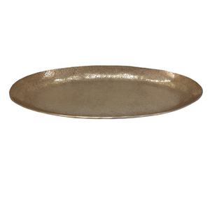 Plateau de service ovale en métal de forme vintage en aluminium avec finition en laiton mat martelé fait à la main - Product Image 1
