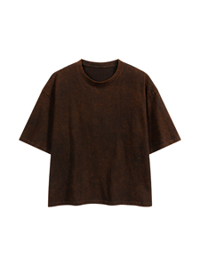 Camiseta de Manga Corta con Cuello Redondo para Hombre, Corte Holgado, Color Sólido, Algodón Lavado, Estilo Casual, Secado Rápido, 220g - Product Image 2