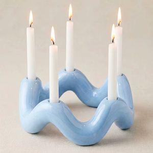 Orion เชิงเทียนทำด้วยมือแบบโมเดิร์นทำด้วยมือทำจากเรซินเคลือบเงาออกแบบเป็นคลื่นตกแต่งภายในบ้านตกแต่งโต๊ะ - Product Image 1