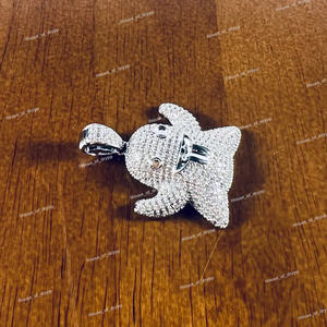 จี้รูปผีน่ารักประดับเพชรโมอิสซาไนต์ สไตล์ฮิปฮอป สร้อยคอแฟชั่นสุดเท่ห์ ดีไซน์การ์ตูนสุดคูล - Product Image 2