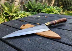 Couteau de chef en acier Damas forgé à la main, lame en acier carbone de 12 pouces, manche en bois, finition satinée, style japonais, couteau de cuisine pour droitier - Product Image 6