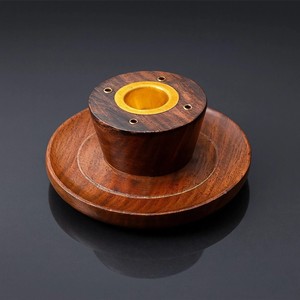 Soporte de Incienso de Madera Premium con Porta Incienso de Latón, Soporte Decorativo de Madera para Varillas de Incienso en Color Marrón Dorado para Decoración del Hogar - Product Image 3