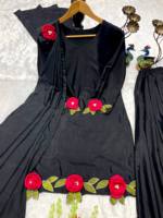 Elegante Ropa Étnica de seda Premium estampado Floral Casual fiesta Festival desgaste totalmente cosido estilo afgano traje de vestir