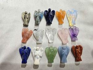 Figurines d'anges en cristal des sept chakras ou pierres précieuses collées, best-sellers, pour la méditation ou le yoga, disponibles en gros. - Product Image 4