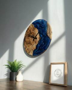 Handmade Wood & Epoxy Resin <b>Wall</b> <b>Clock</b> Unique Custom Design with Natural Wood Grain Quartz Calendars Home <b>Decor</b> - Product Image 3
