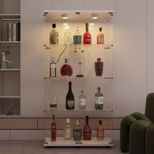 Vetrina e Armadio Espositivo in Vetro Temperato con Luci a LED, Vari Colori, con Serrature per Vino e Archiviazione Documenti - Product Image 3